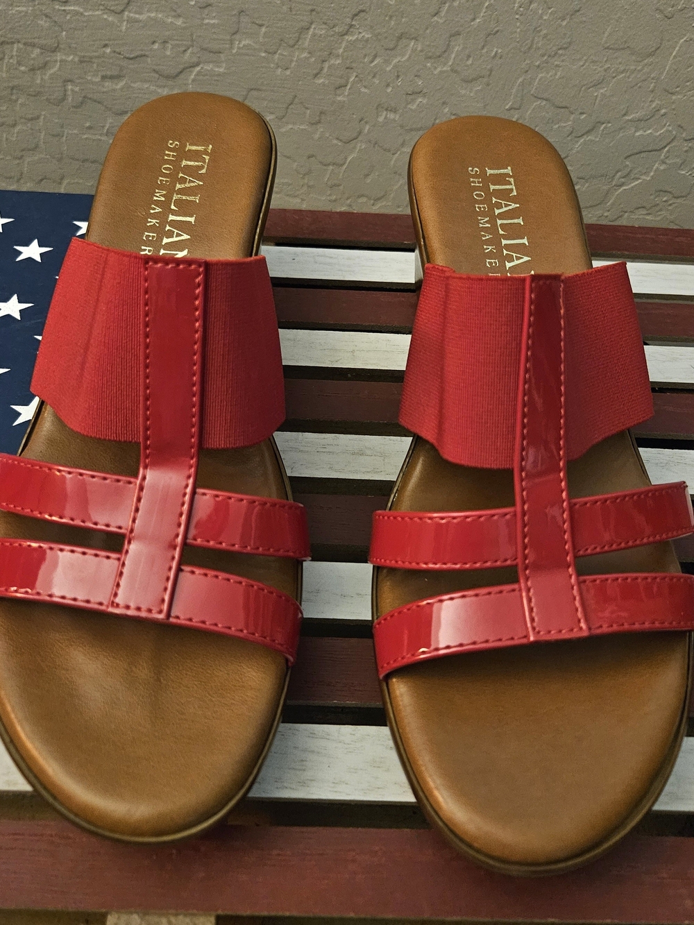 Italian Shoemakers Red Slide Sandals for Women